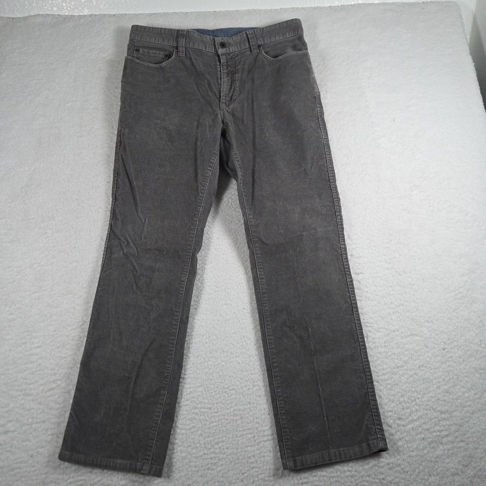 LL Bean Pants Mens 34x29‎ Gray Corduroy Straight Preppy Trouser Standard Fit